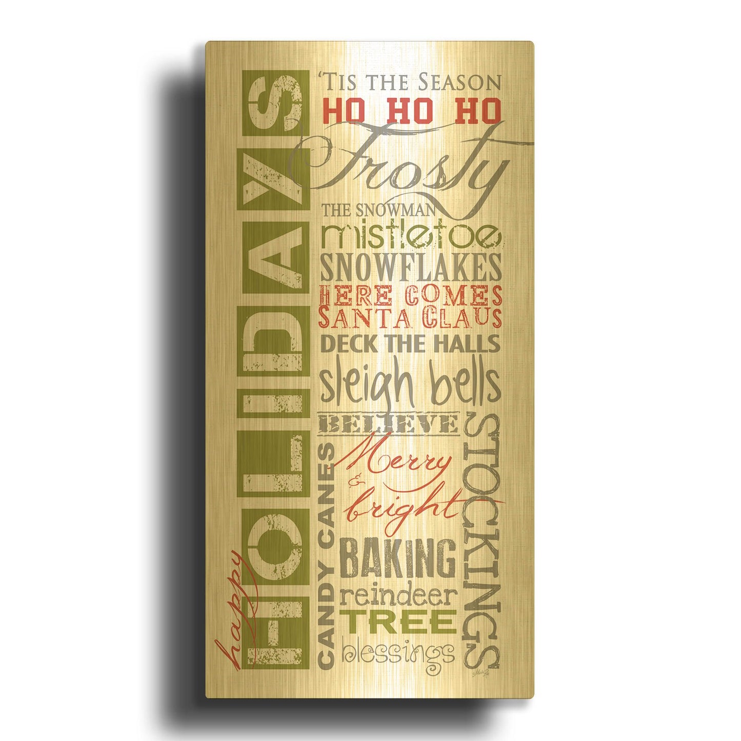 'Happy Holidays' By Marla Rae Gold Metal Wall Art