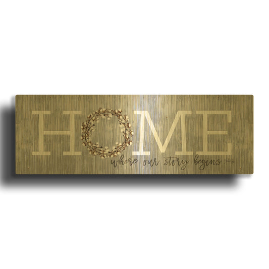 'Home - Where Our Story Begins' By Marla Rae Gold Metal Wall Art