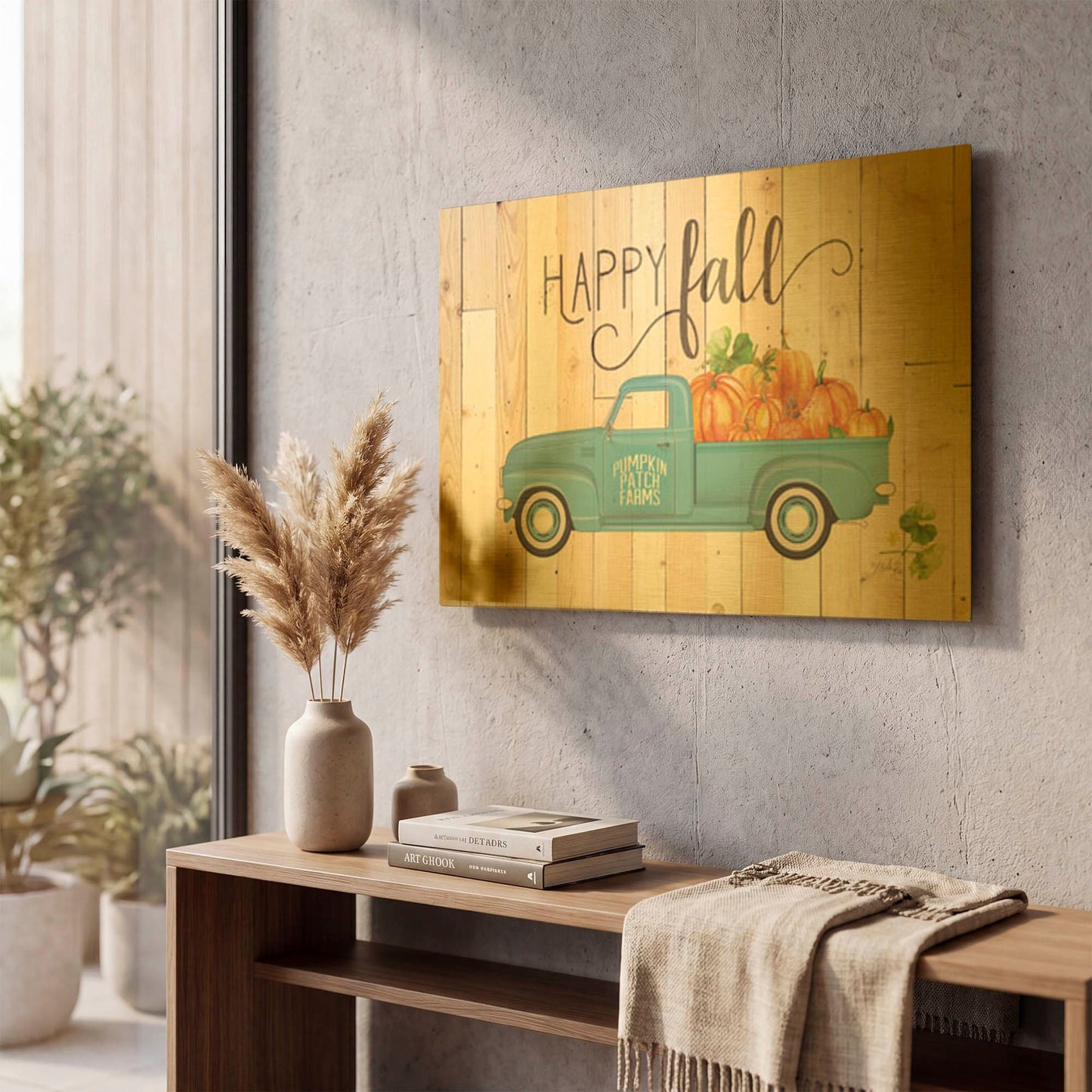 'Happy Fall' By Marla Rae Gold Metal Wall Art