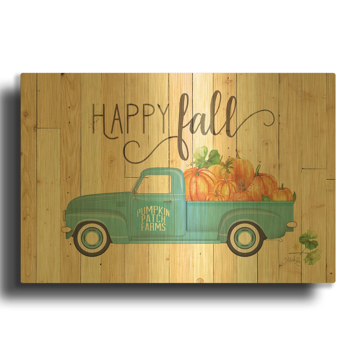 'Happy Fall' By Marla Rae Gold Metal Wall Art