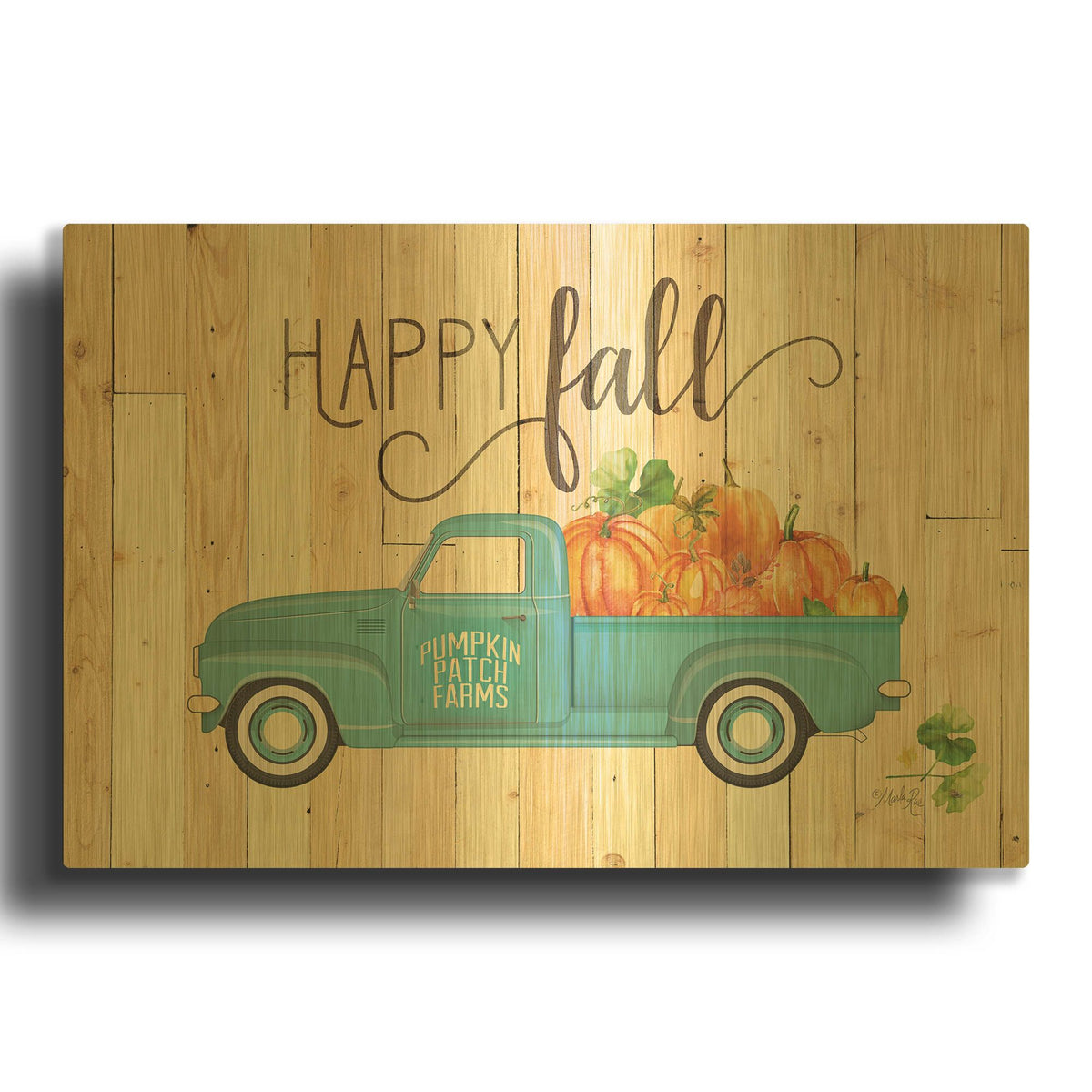 'Happy Fall' By Marla Rae Gold Metal Wall Art