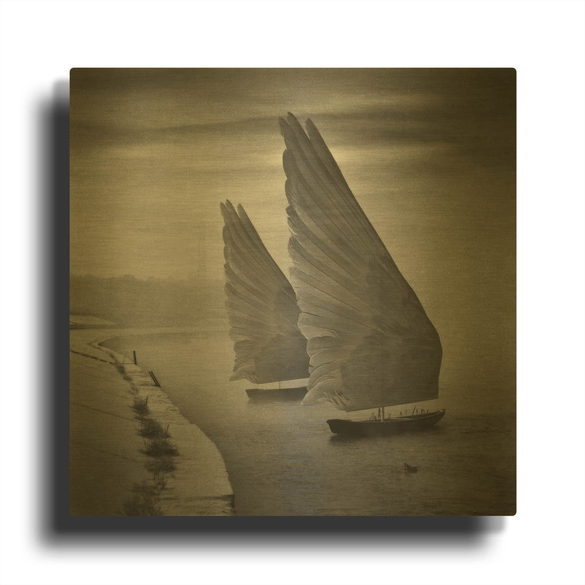 'Wings of Imagination' By Dariusz Klimczak Gold Metal Wall Art