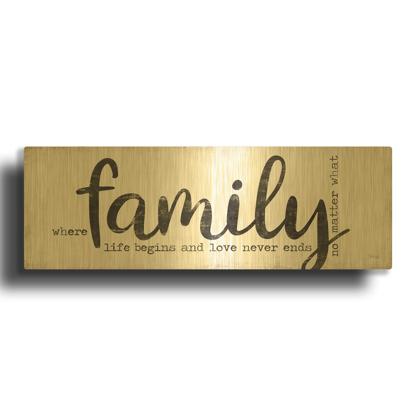 'Family Where Life Begins' By Marla Rae Gold Metal Wall Art