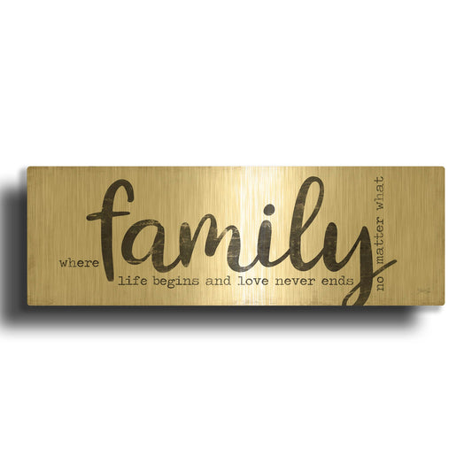 'Family Where Life Begins' By Marla Rae Gold Metal Wall Art