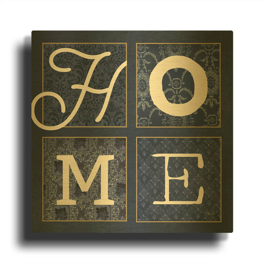'HOME Squared' By Marla Rae Gold Metal Wall Art