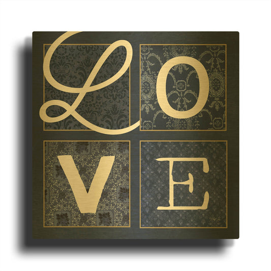 'LOVE Squared' By Marla Rae Gold Metal Wall Art
