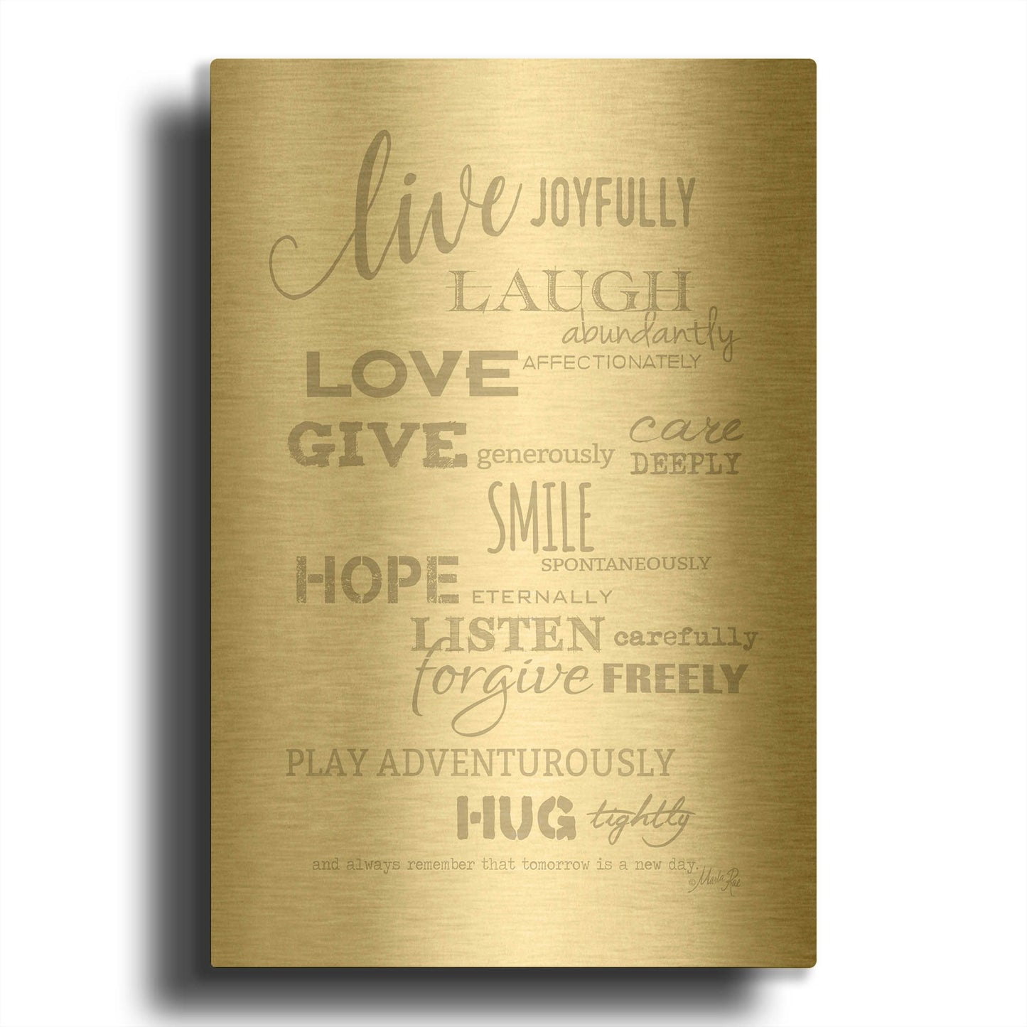 'Live Joyfully' By Marla Rae Gold Metal Wall Art