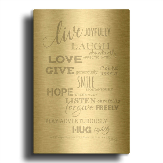 'Live Joyfully' By Marla Rae Gold Metal Wall Art