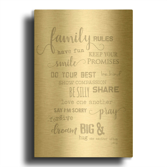 'Family Rules' By Marla Rae Gold Metal Wall Art