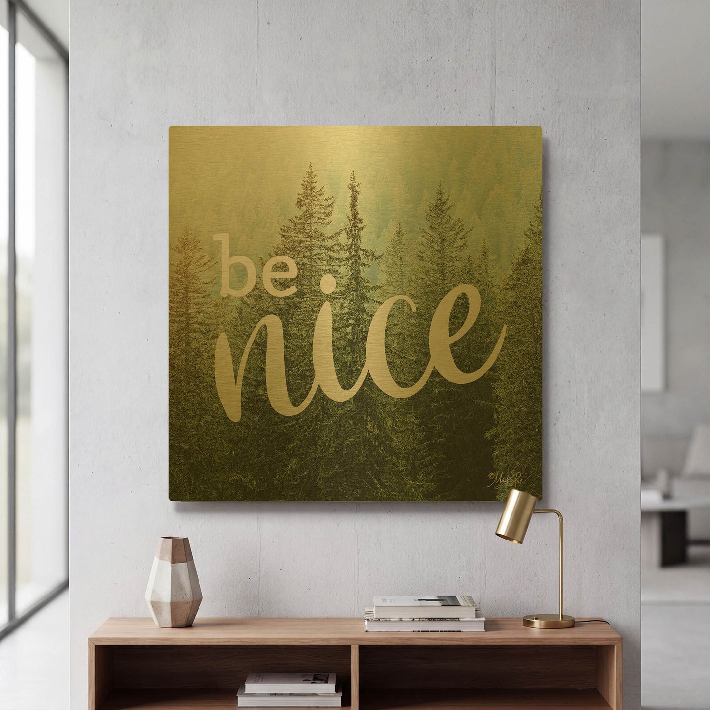 'Be Nice' By Marla Rae Gold Metal Wall Art