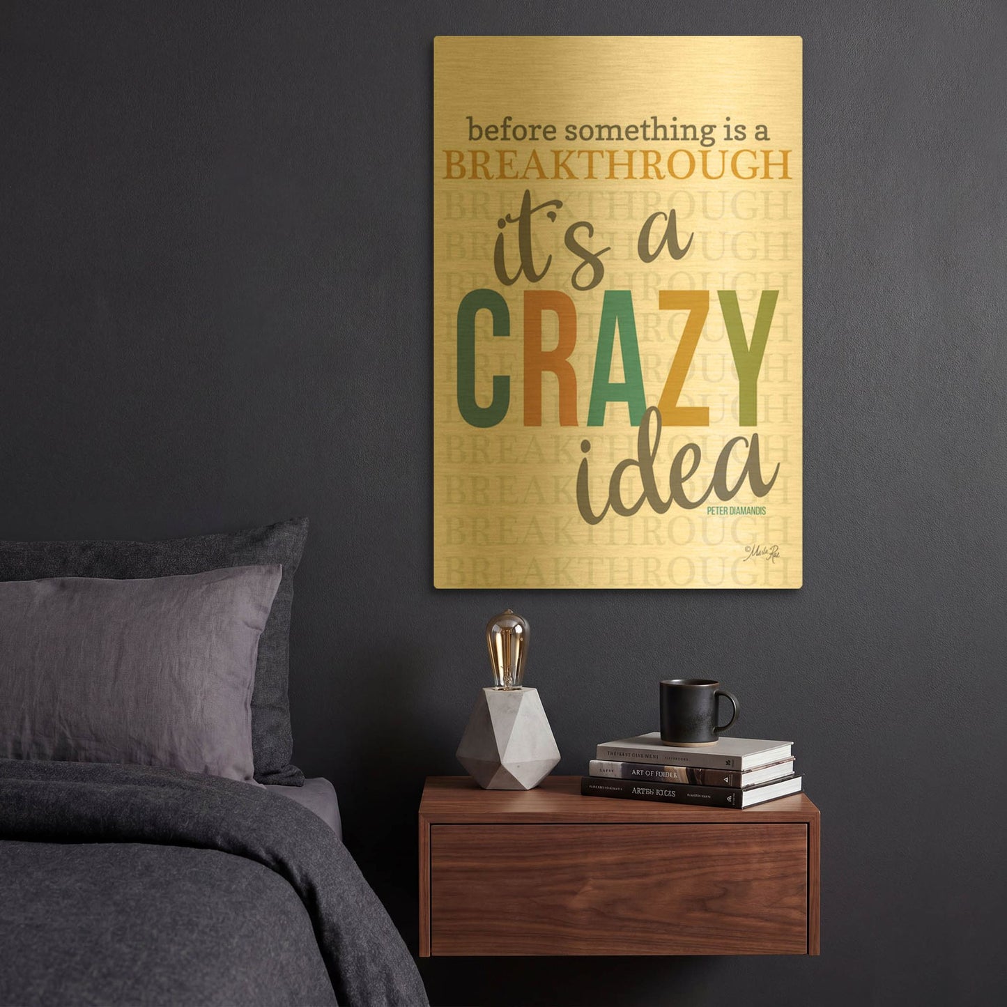 'Crazy Idea' By Marla Rae Gold Metal Wall Art