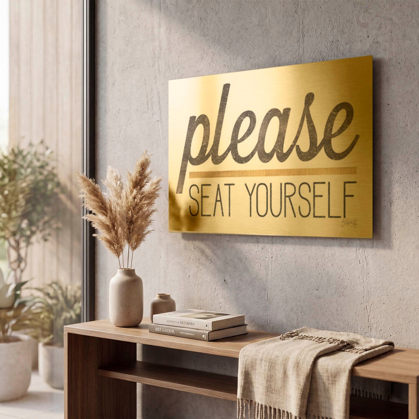 'Please Seat Yourself' By Marla Rae Gold Metal Wall Art