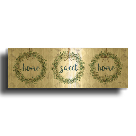 'Home Sweet Home Eucalyptus Wreaths' By Marla Rae Gold Metal Wall Art