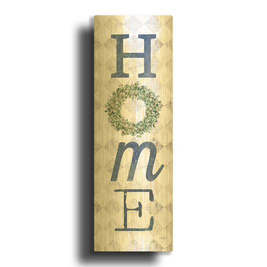 'Home with Eucalyptus Wreath II' By Marla Rae Gold Metal Wall Art