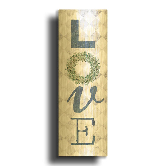 'Love with Eucalyptus Wreath II' By Marla Rae Gold Metal Wall Art