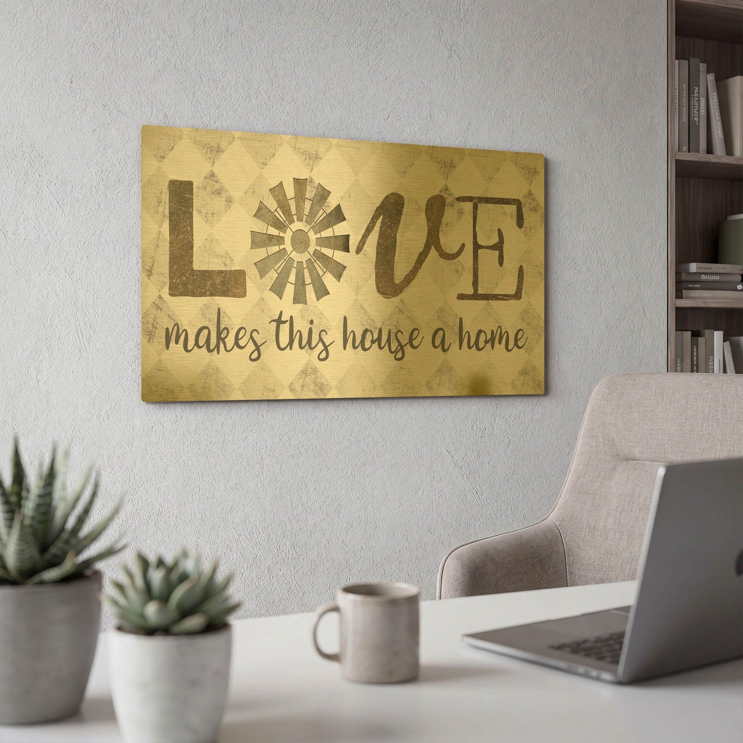'Love Makes This House a Home' By Marla Rae Gold Metal Wall Art