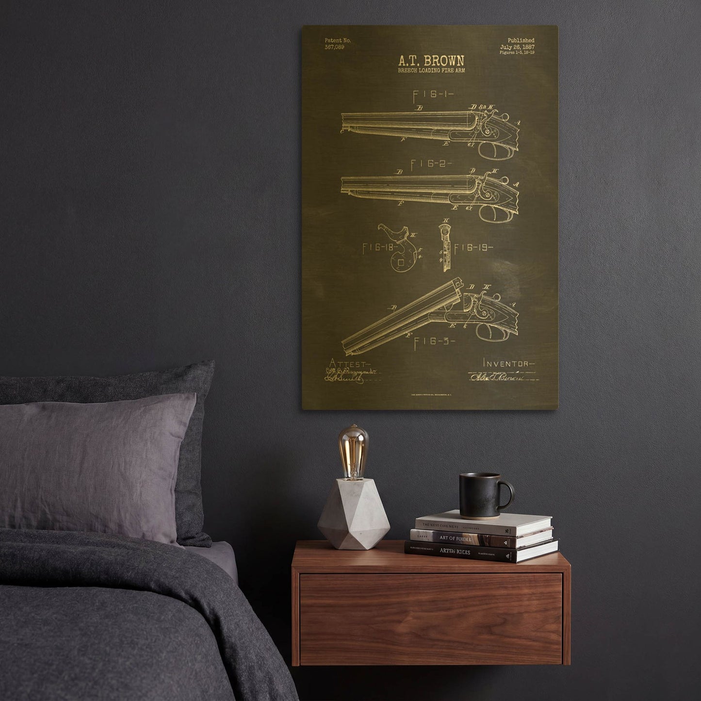 'Shotgun Blueprint Patent Chalkboard' By LUXE Gold Metal Wall Art