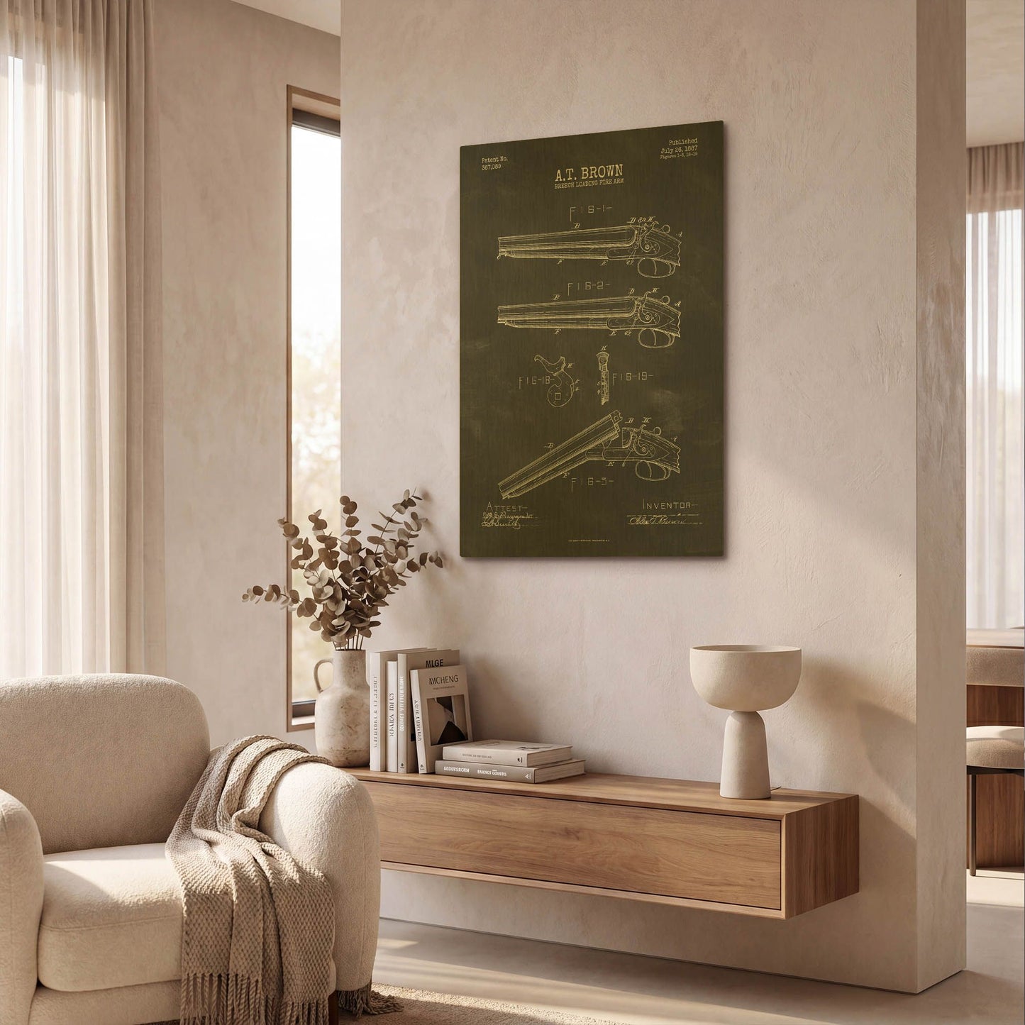 'Shotgun Blueprint Patent Chalkboard' By LUXE Gold Metal Wall Art