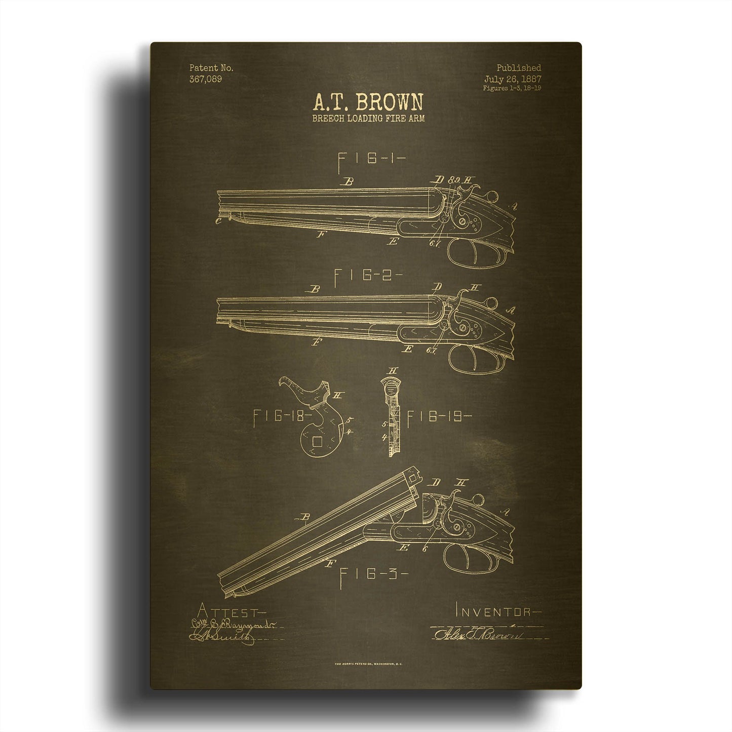 'Shotgun Blueprint Patent Chalkboard' By LUXE Gold Metal Wall Art