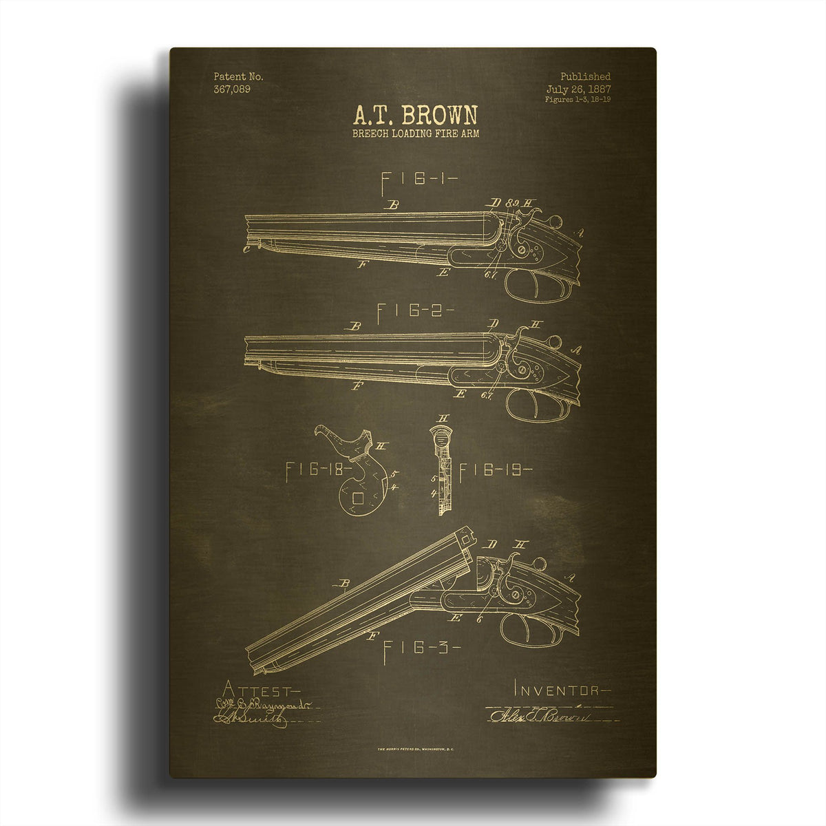 'Shotgun Blueprint Patent Chalkboard' By LUXE Gold Metal Wall Art