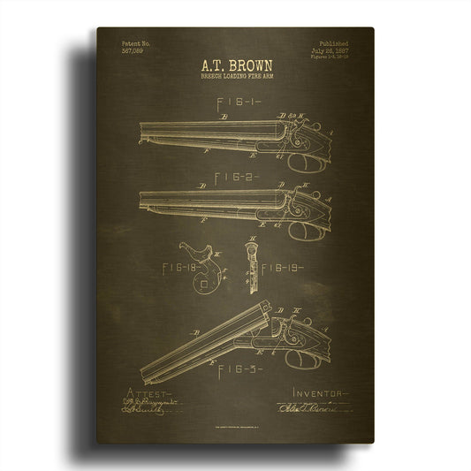 'Shotgun Blueprint Patent Chalkboard' By LUXE Gold Metal Wall Art
