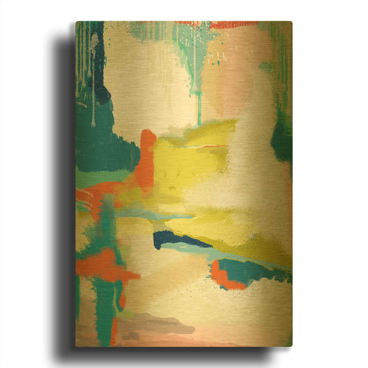 'Deconstructed Landscape 2' By Jan Weiss Gold Metal Wall Art