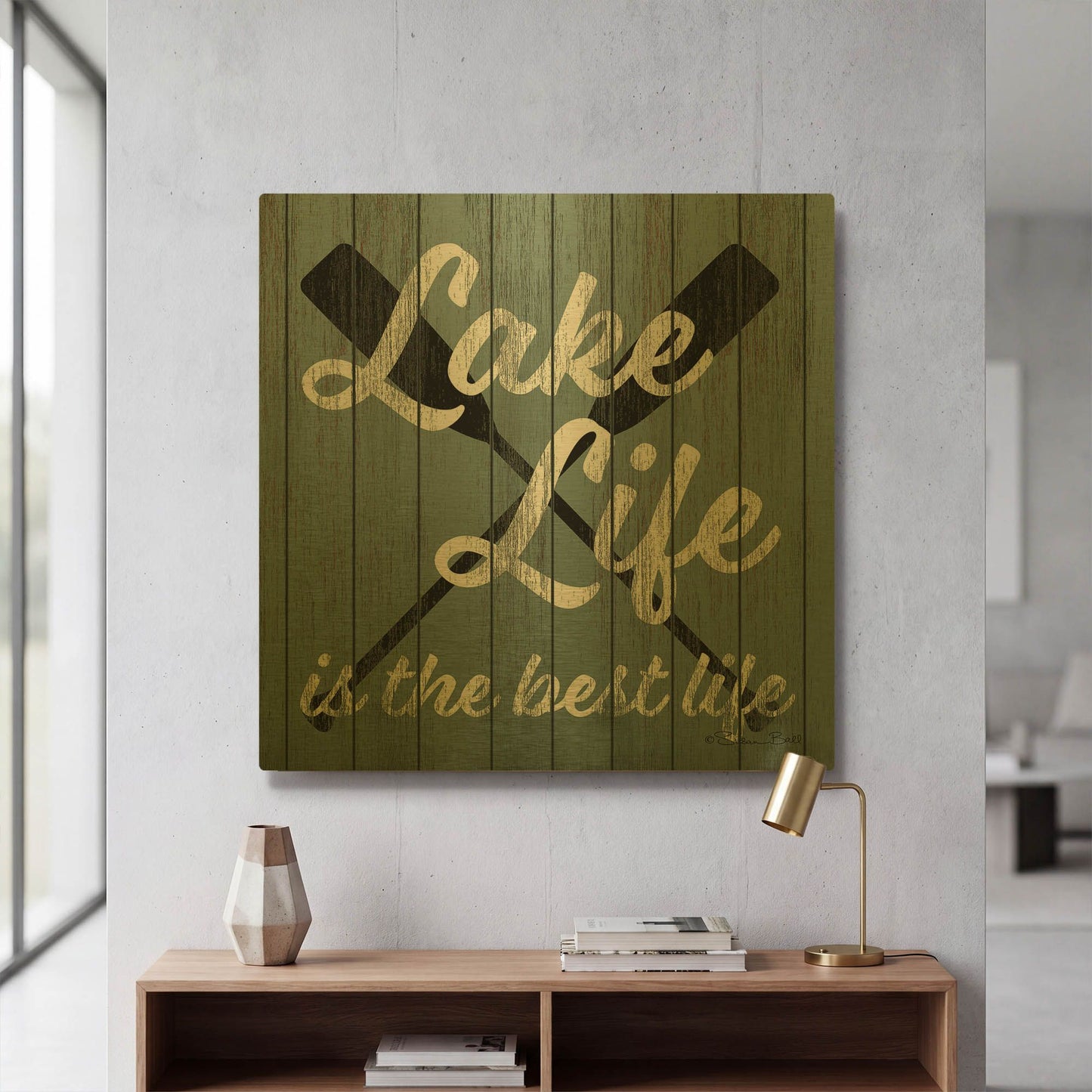 'Lake Life' By Susan Ball Gold Metal Wall Art