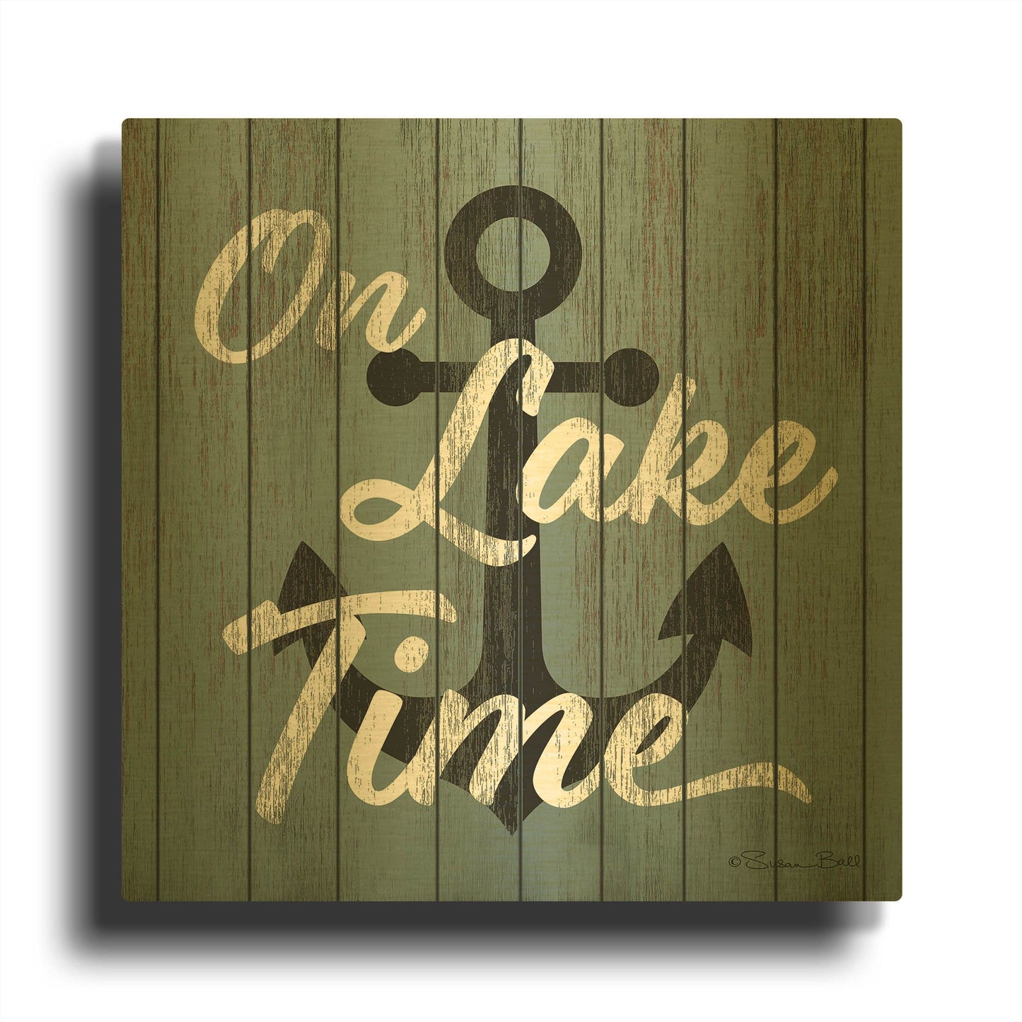 'On Lake Time' By Susan Ball Gold Metal Wall Art