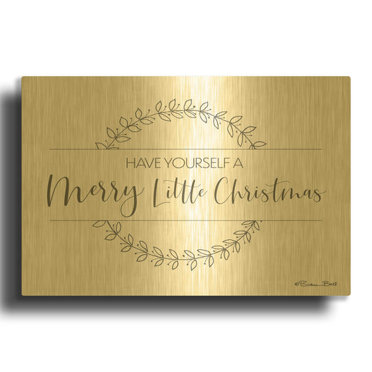 'Merry Little Christmas' By Susan Ball Gold Metal Wall Art