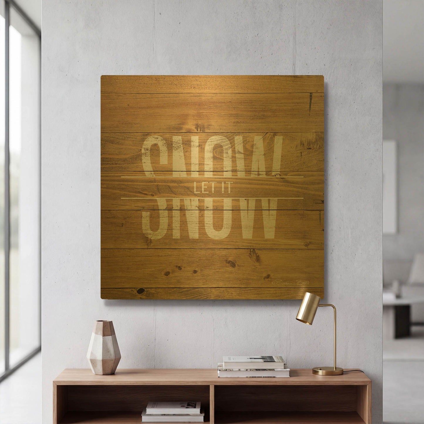 'Let it Snow' By Susan Ball Gold Metal Wall Art