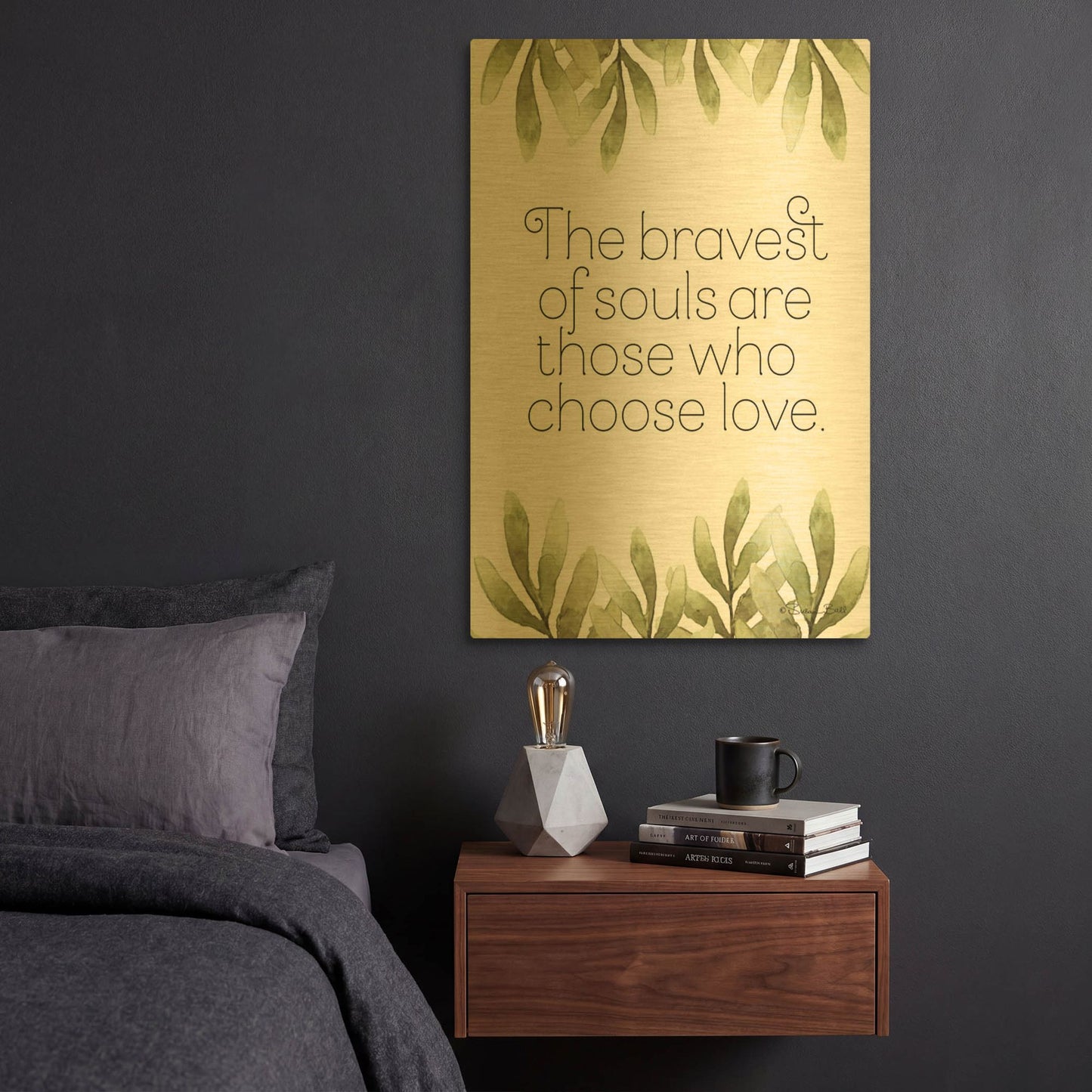 'Greenery Bravest of Souls' By Susan Ball Gold Metal Wall Art