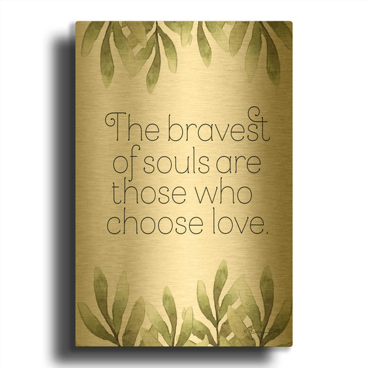 'Greenery Bravest of Souls' By Susan Ball Gold Metal Wall Art