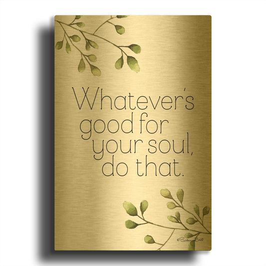 'Greenery Good for Your Soul' By Susan Ball Gold Metal Wall Art