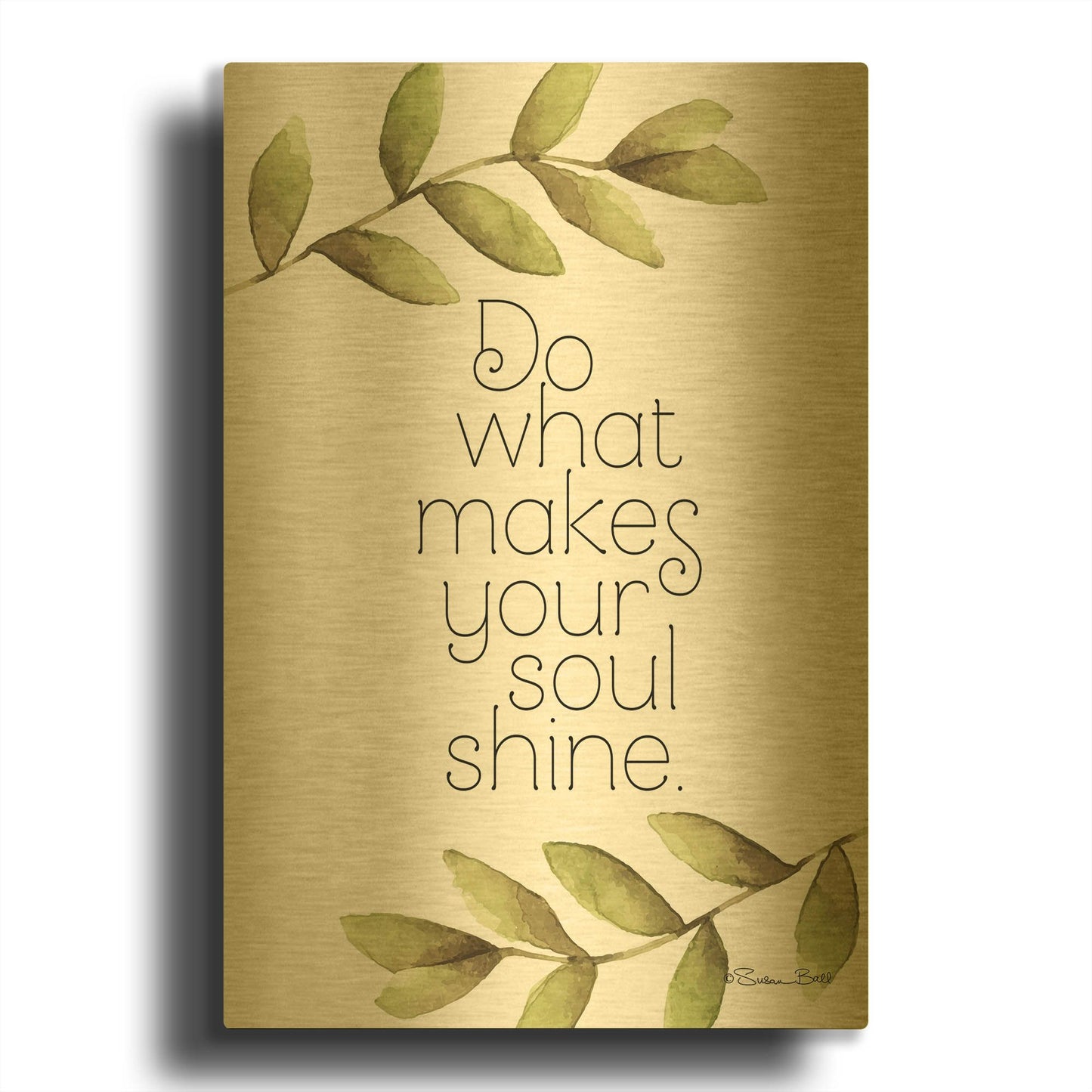 'Greenery Soul Shine' By Susan Ball Gold Metal Wall Art