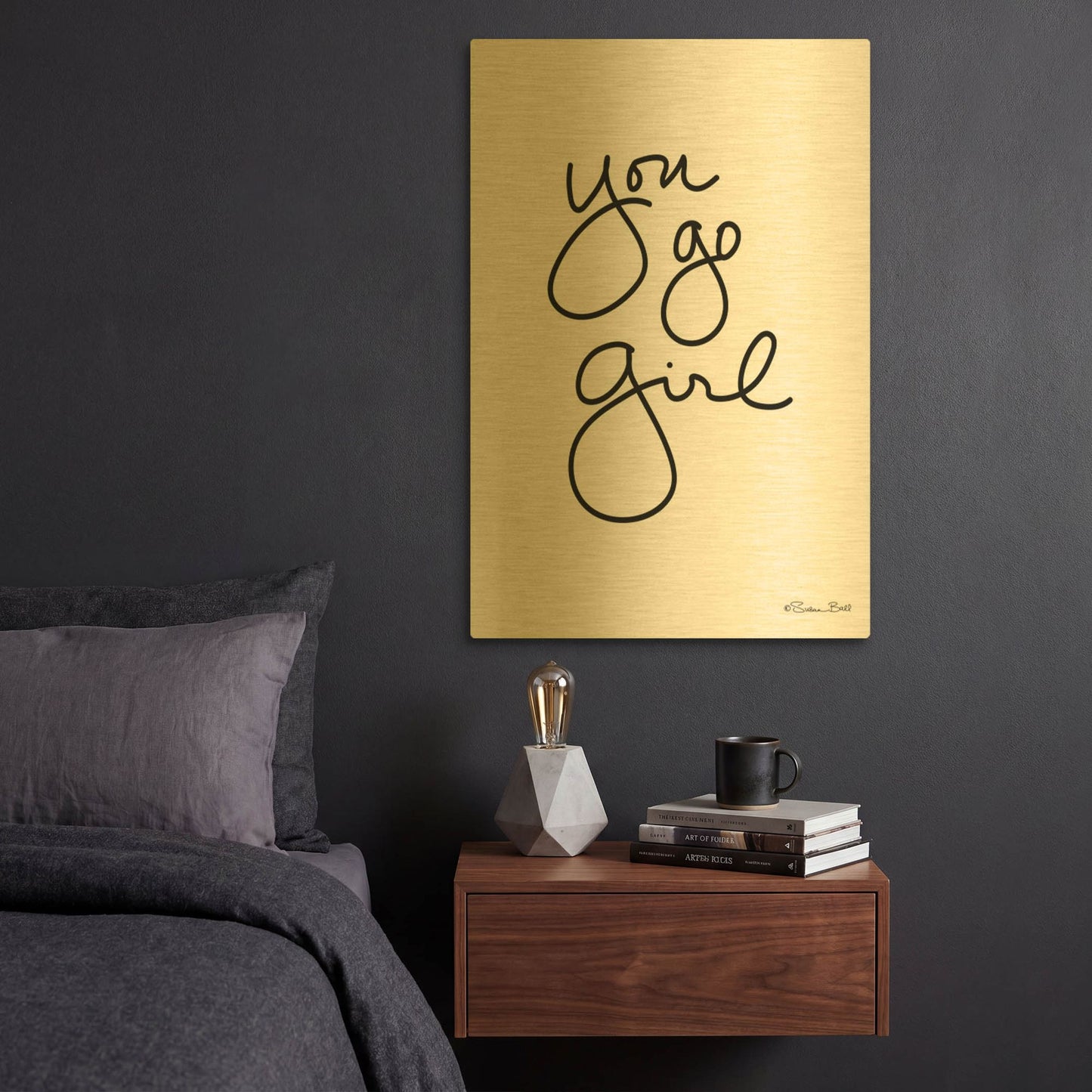 'You Go Girl' By Susan Ball Gold Metal Wall Art