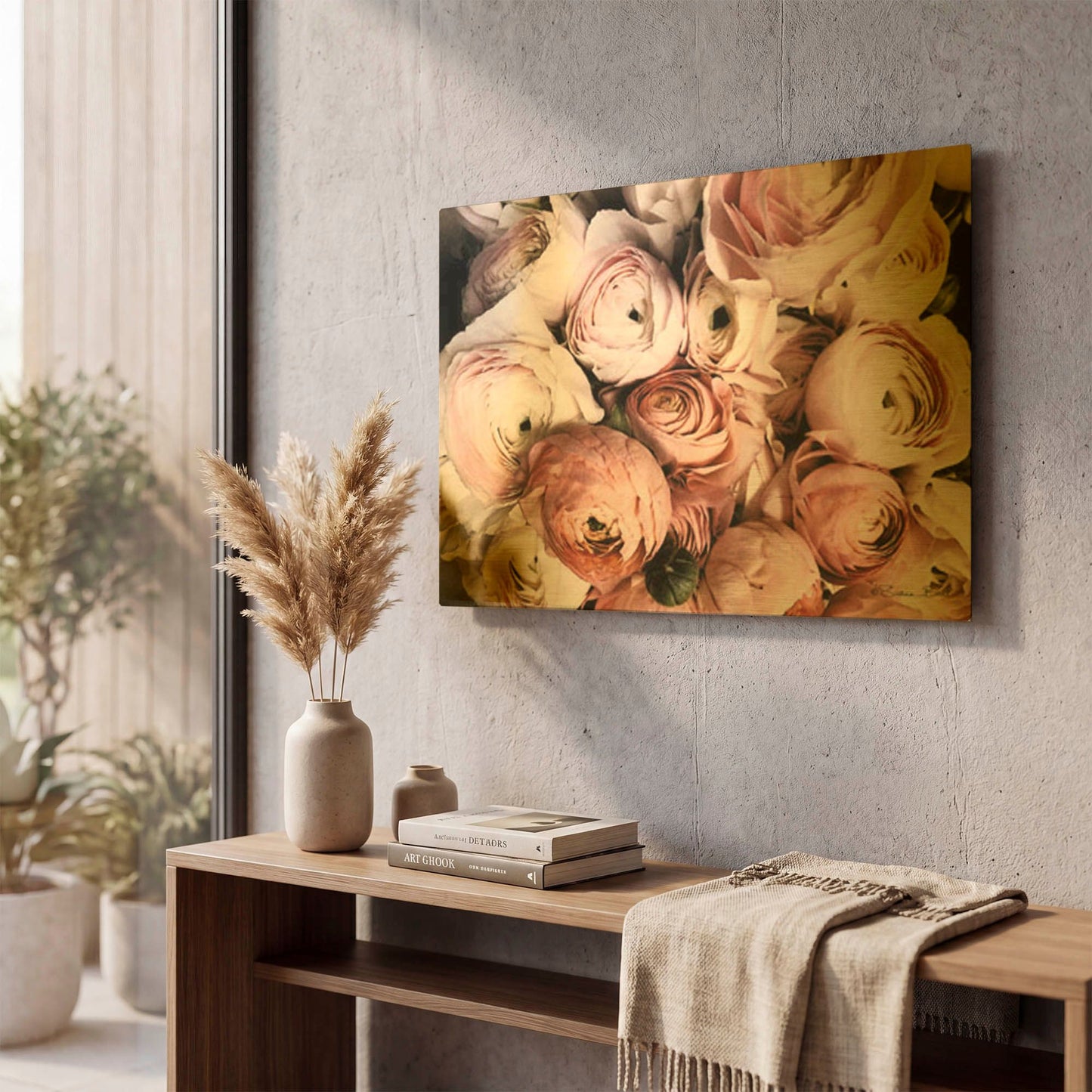 'Coral Ranunculus' By Susan Ball Gold Metal Wall Art