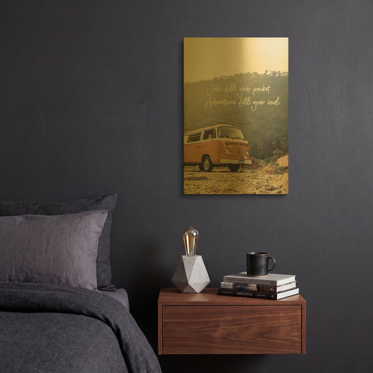 'Adventure Fills Your Soul' By Susan Ball Gold Metal Wall Art