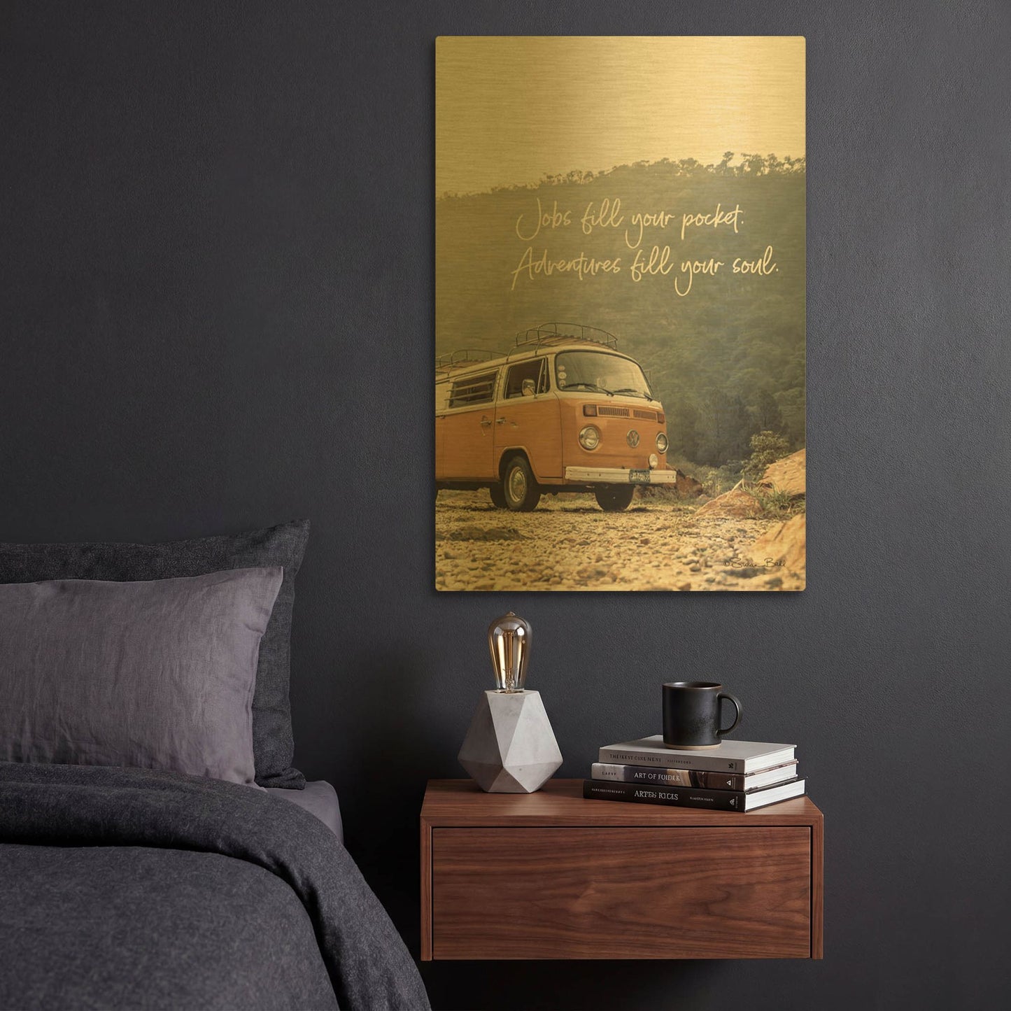 'Adventure Fills Your Soul' By Susan Ball Gold Metal Wall Art