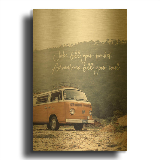 'Adventure Fills Your Soul' By Susan Ball Gold Metal Wall Art