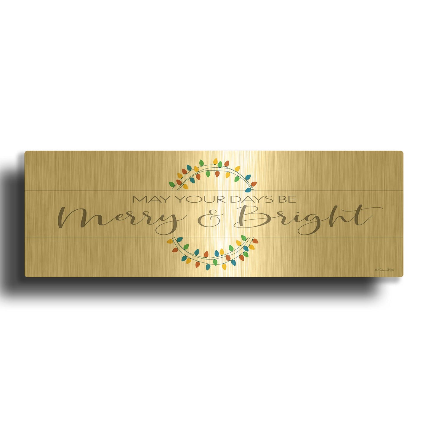 'Merry & Bright' By Susan Ball Gold Metal Wall Art