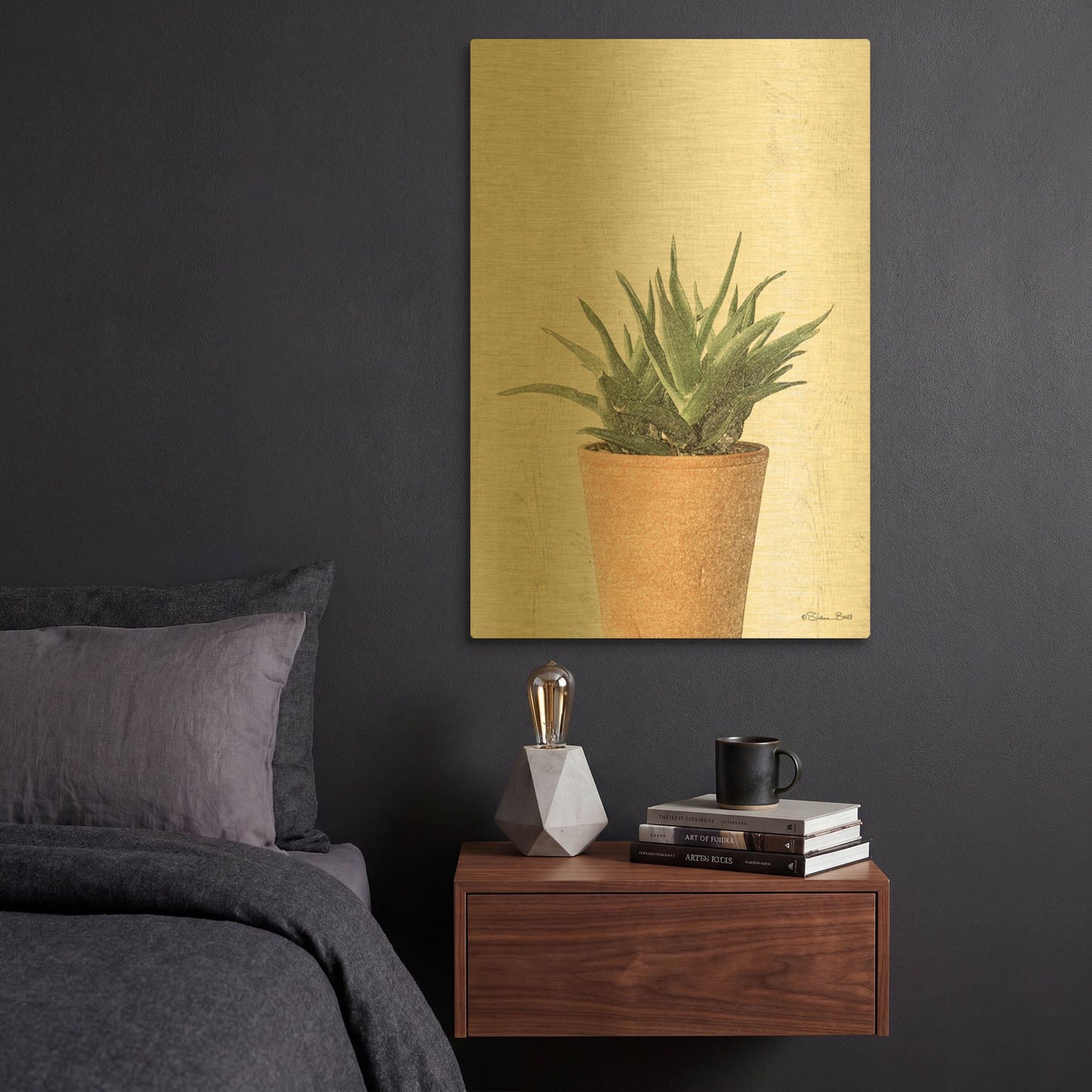 'Succulents I' By Susan Ball Gold Metal Wall Art