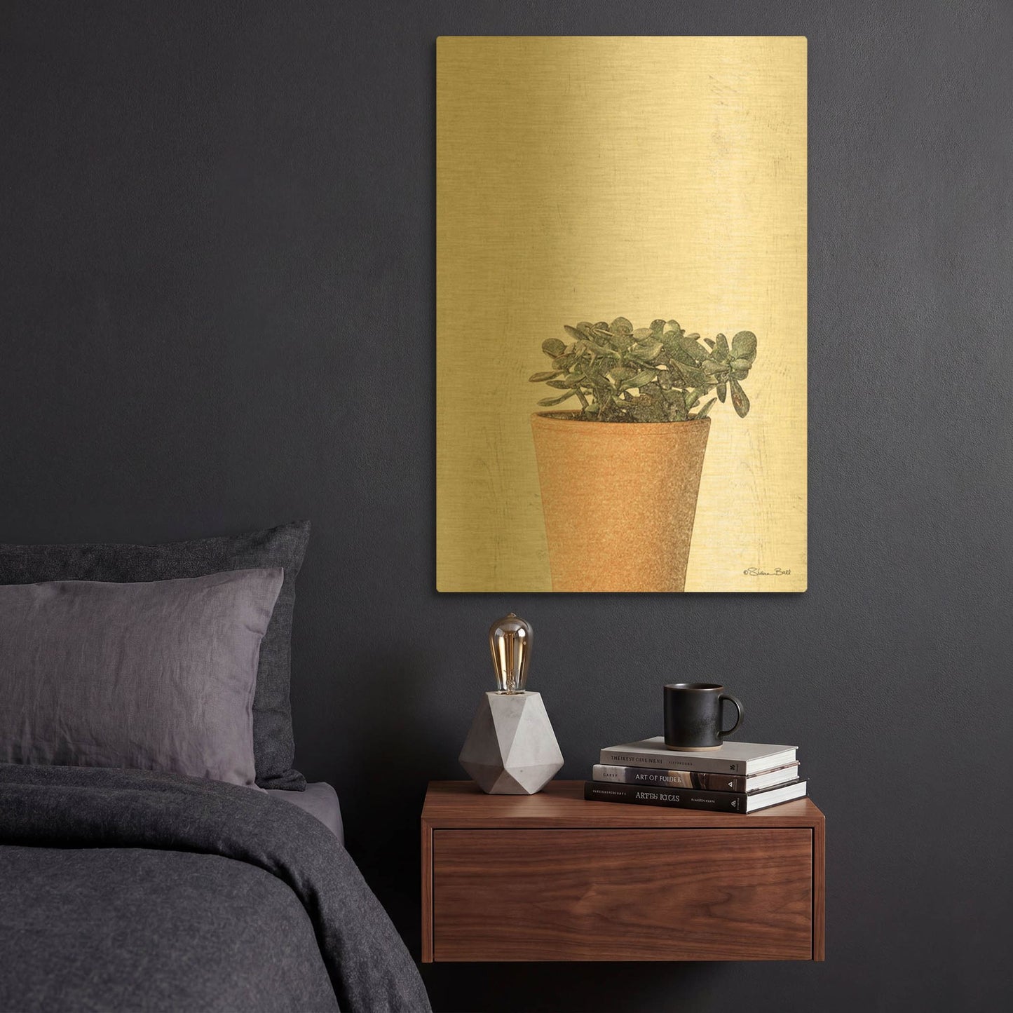 'Succulents III' By Susan Ball Gold Metal Wall Art