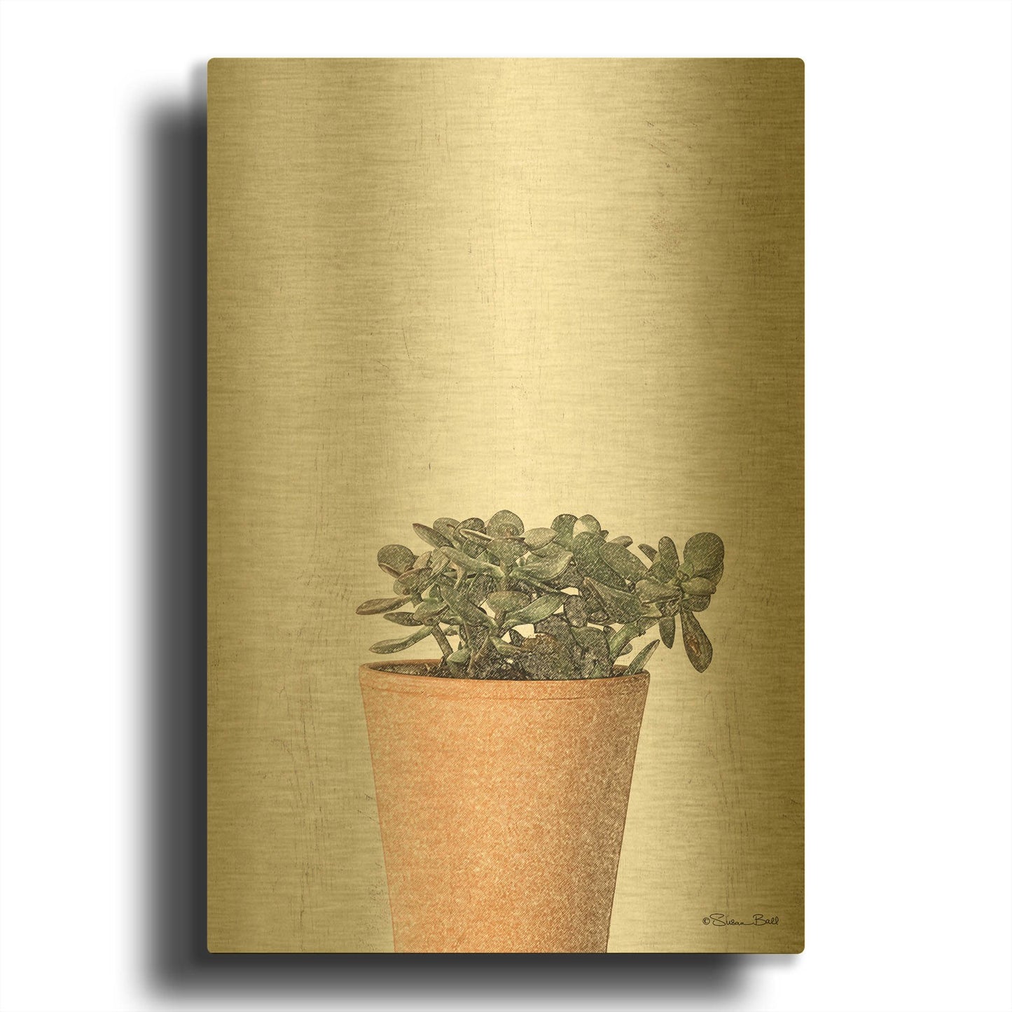 'Succulents III' By Susan Ball Gold Metal Wall Art