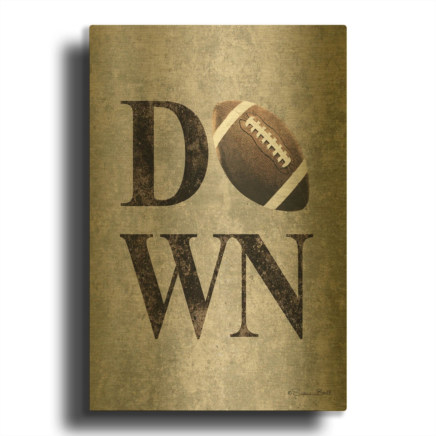 'Football DOWN' By Susan Ball Gold Metal Wall Art