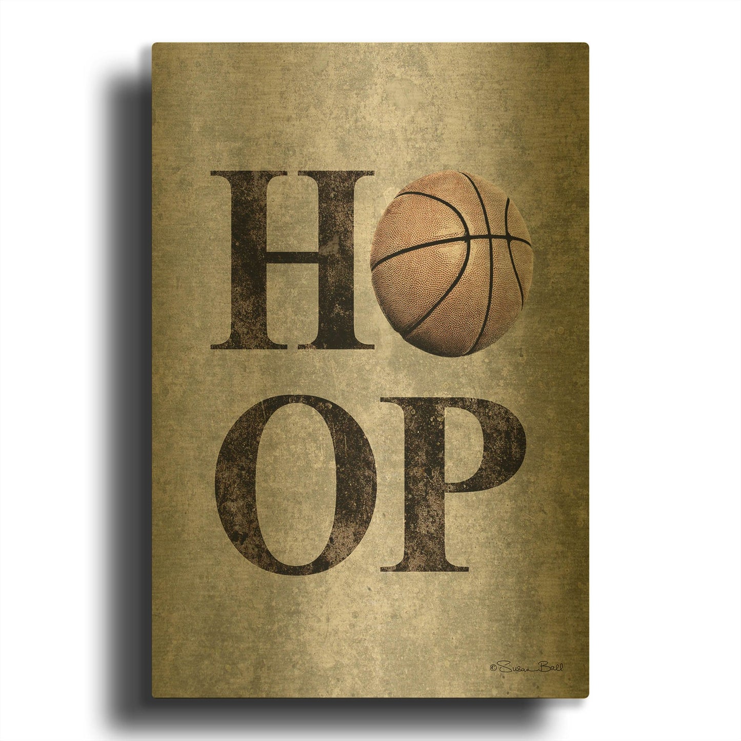 'Basketball Hoop' By Susan Ball Gold Metal Wall Art