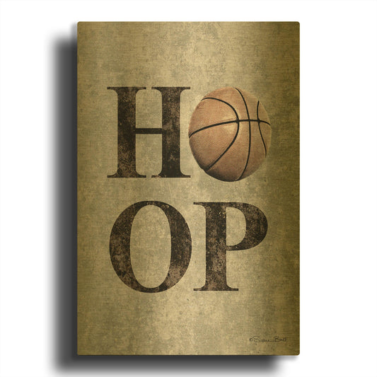 'Basketball Hoop' By Susan Ball Gold Metal Wall Art