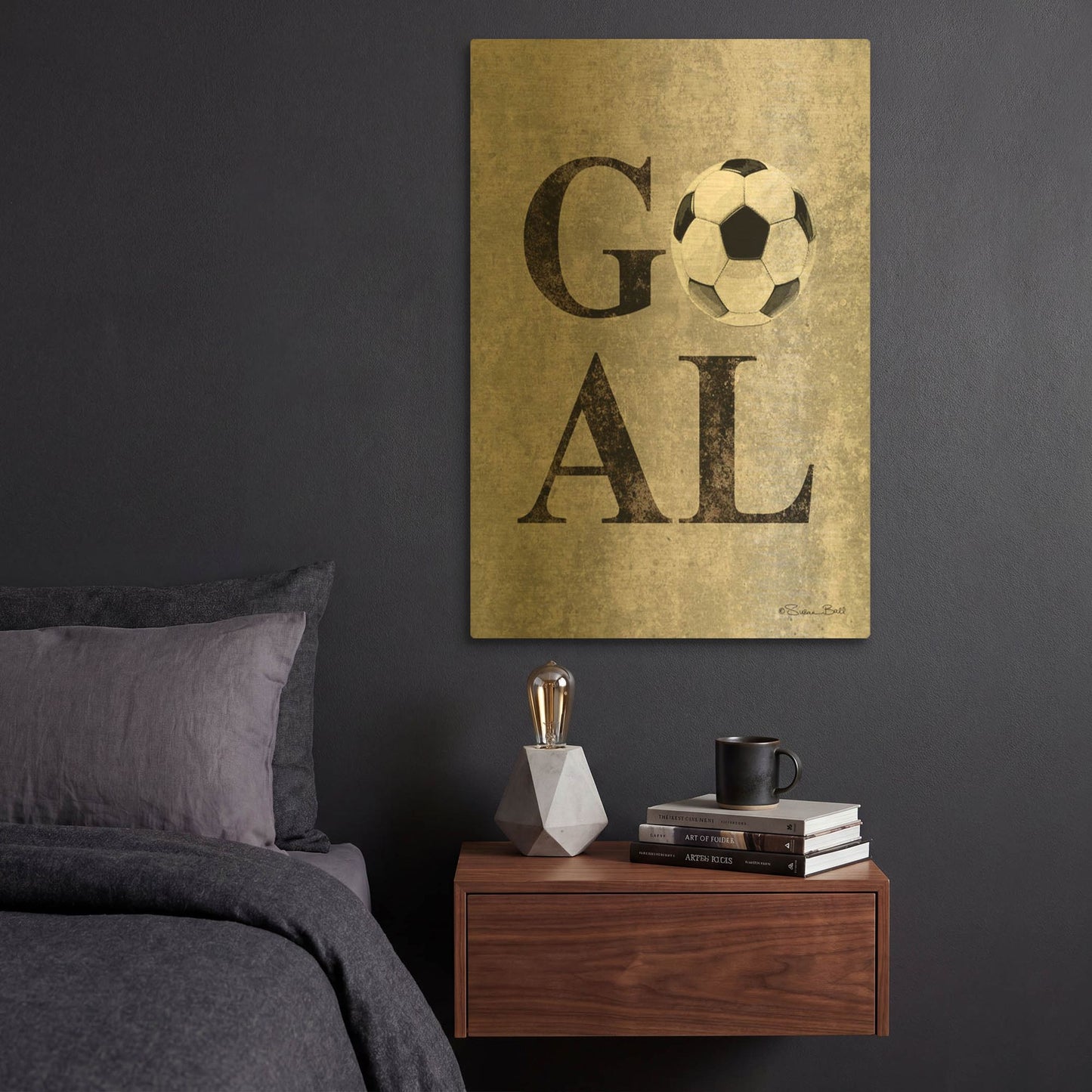 'Soccer GOAL' By Susan Ball Gold Metal Wall Art