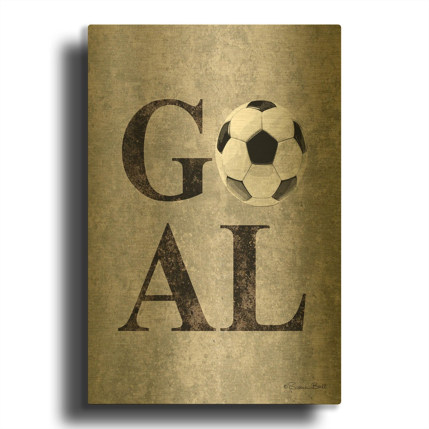 'Soccer GOAL' By Susan Ball Gold Metal Wall Art