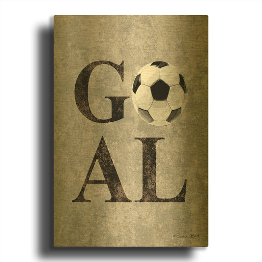 'Soccer GOAL' By Susan Ball Gold Metal Wall Art