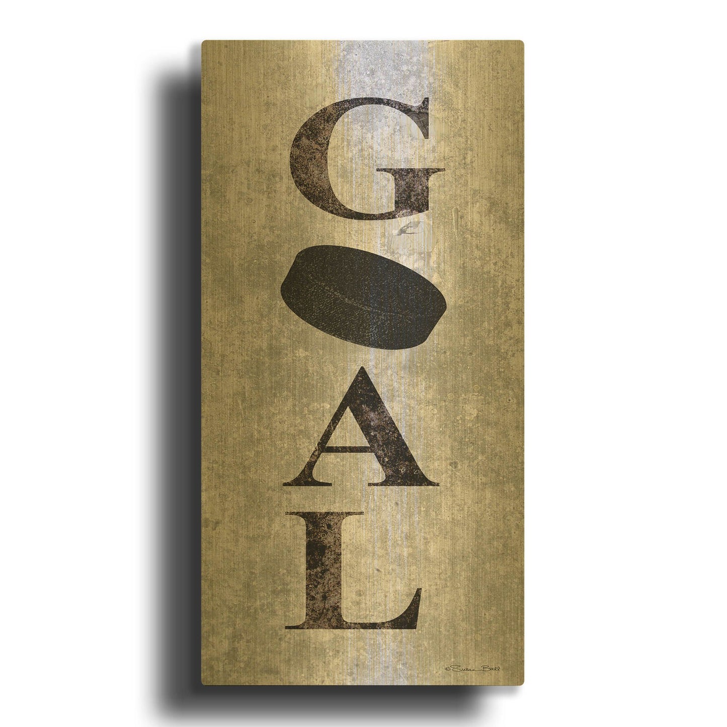 'Hockey Goal' By Susan Ball Gold Metal Wall Art